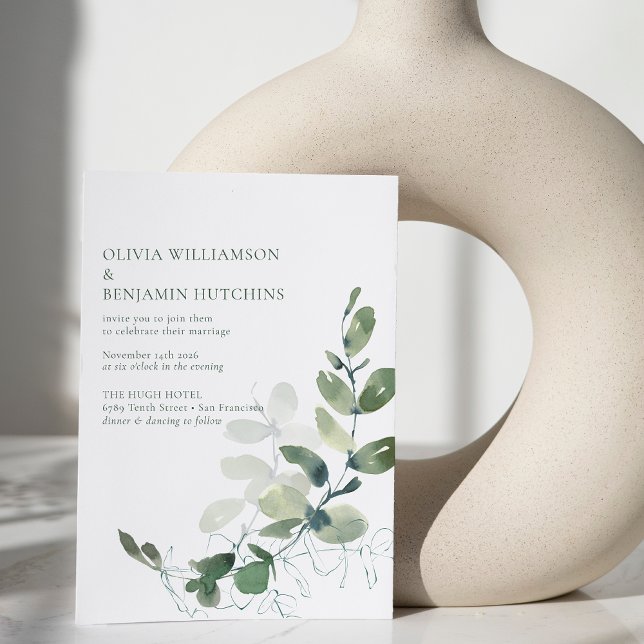 Modern Rustic Botanical Green Eucalyptus Wedding  Invitation (Creator Uploaded)
