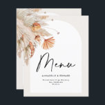 Modern rustic botanical pampas grass wedding<br><div class="desc">Modern farmhouse barn rustic botanical bohemian natural terracotta pampas grass stylish wedding menu card.</div>