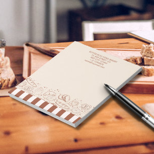 Modern Rustic Brown Beige Bakery Shop Notepad