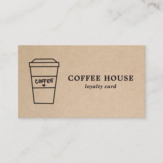 Modern Rustic Brown Simple Cute Coffee Loyalty Card (Front)