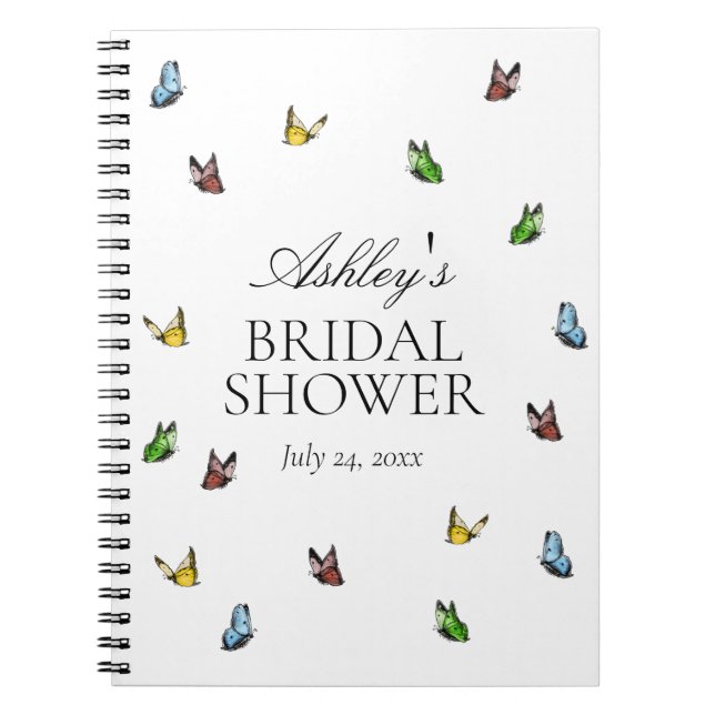 Modern Rustic Butterfly Summer Bridal Shower Gift Notebook (Front)