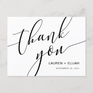 Modern Rustic Calligraphy Thank You Postcard