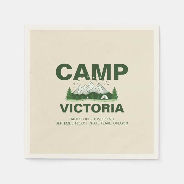Modern Rustic Camping Bachelorette Party  Napkin (Front)
