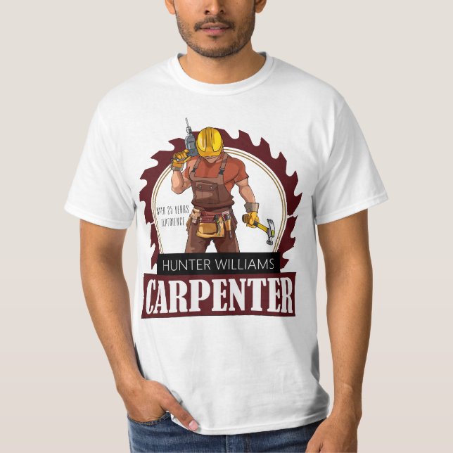 Modern Rustic Carpenter Tools Woodwork T-Shirt (Front)