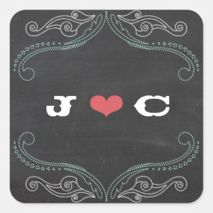 Modern Rustic Chalkboard Typography Wedding Square Sticker
