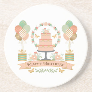 modern rustic chic birthday coaster