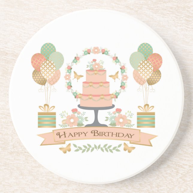modern rustic chic birthday coaster (Front)