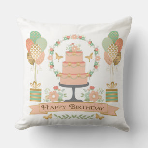 modern rustic chic birthday cushion