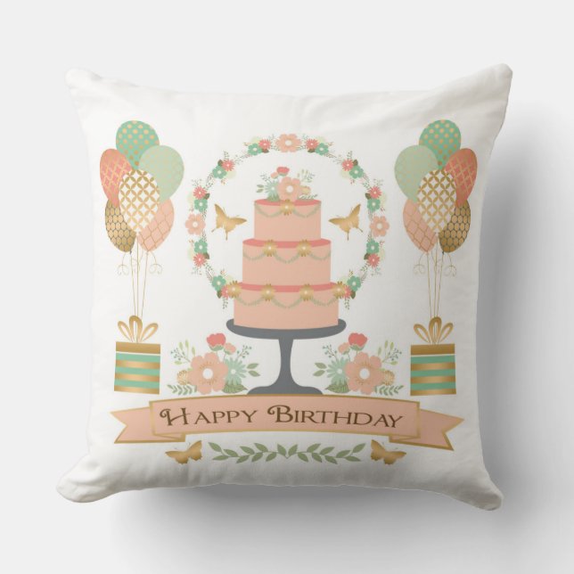 modern rustic chic birthday cushion (Front)