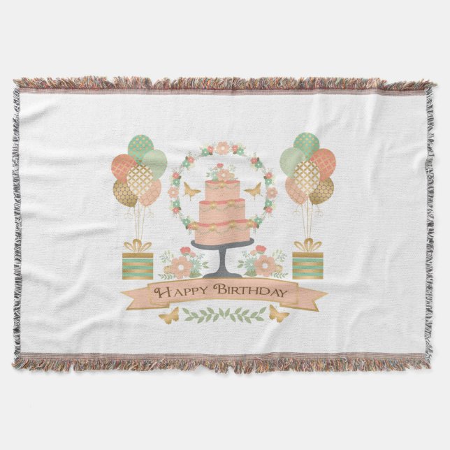 modern rustic chic birthday throw blanket (Front)