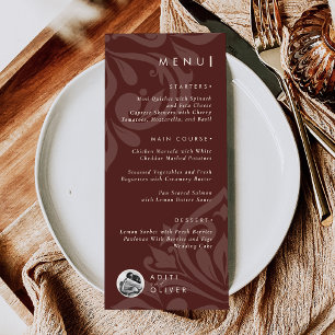 Modern Rustic Chic Burgundy Typography Photo Menu