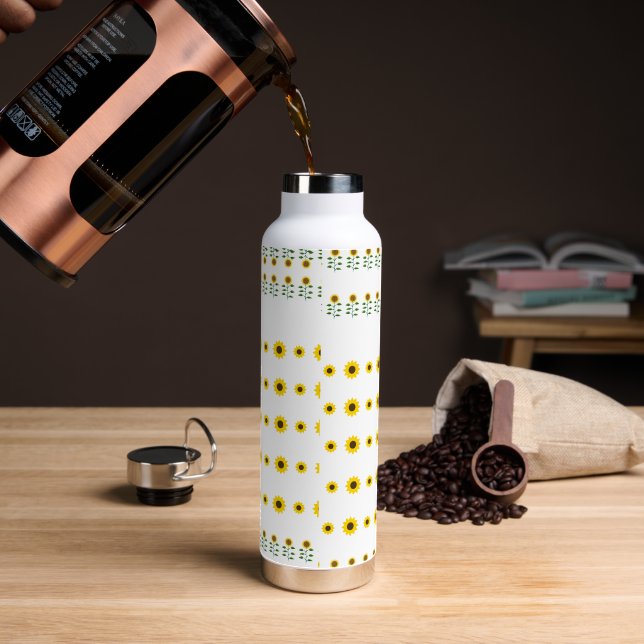 Modern Rustic Chic Sunflower Patterns  Water Bottle (Coffee)