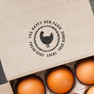 Modern Rustic Chicken Farm Personalised Egg Self-inking Stamp
