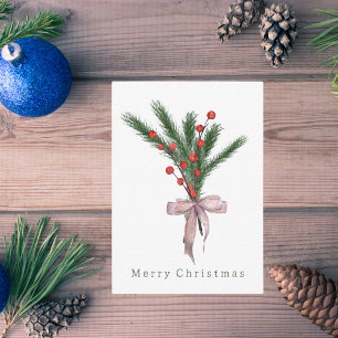 Modern Rustic Christmas Botanical Greenery  Card