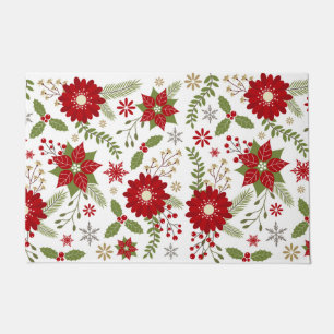modern rustic Christmas flowers Doormat