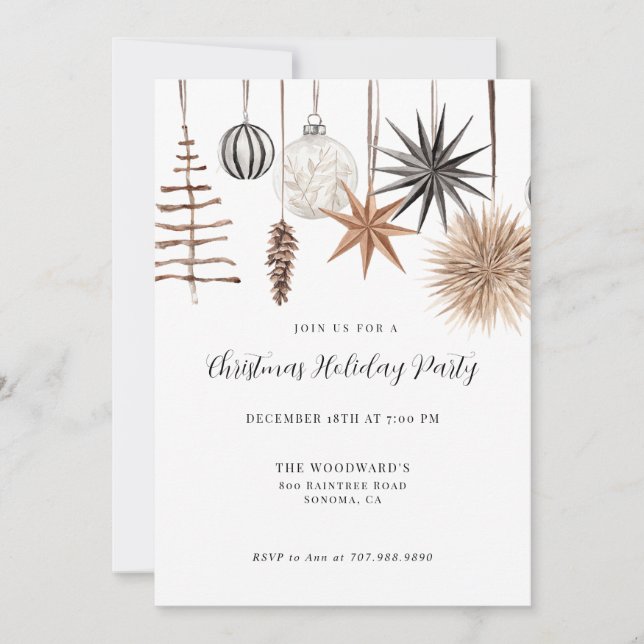 Modern Rustic Christmas Holiday Party Invitation (Front)