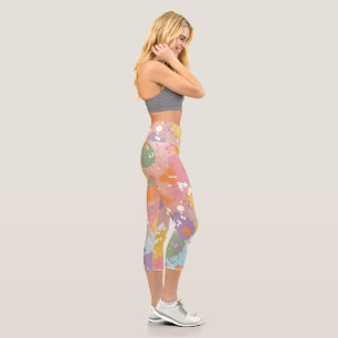 Modern Rustic Colorful Splash High Waist  Leggings