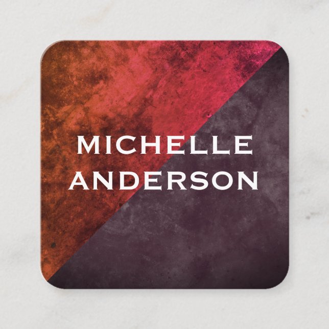 Modern Rustic Colour Blocks Square Business Card (Front)