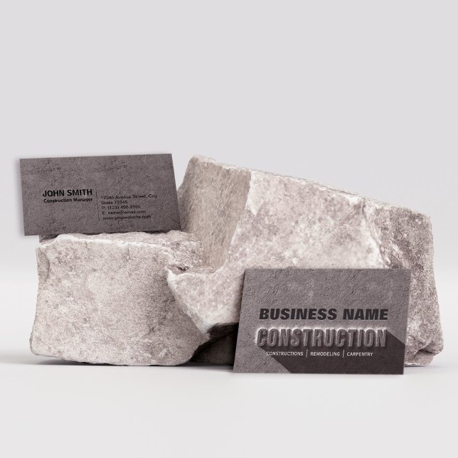 Modern Rustic Concrete Rock Text Construction Business Card (Creator Uploaded)