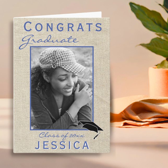 Modern Rustic Congrats Graduate Graduation Photo Card (Creator Uploaded)