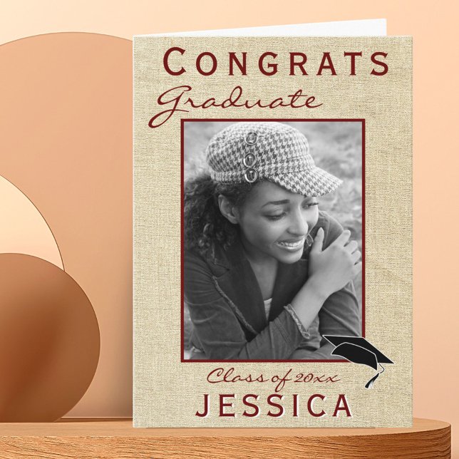 Modern Rustic Congrats Graduate Graduation Photo Card (Creator Uploaded)