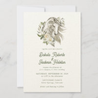 Modern Rustic Country Horse Olive Floral Wedding