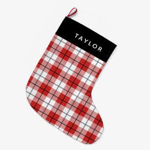 Modern Rustic Country Red & White Flannel Plaid Large Christmas Stocking
