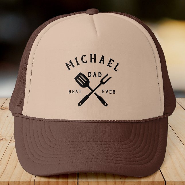 Modern Rustic Custom BEST DAD EVER Father's Day Trucker Hat (Creator Uploaded)