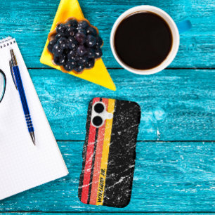 Modern Rustic Custom Name   Red Orange Yellow Line