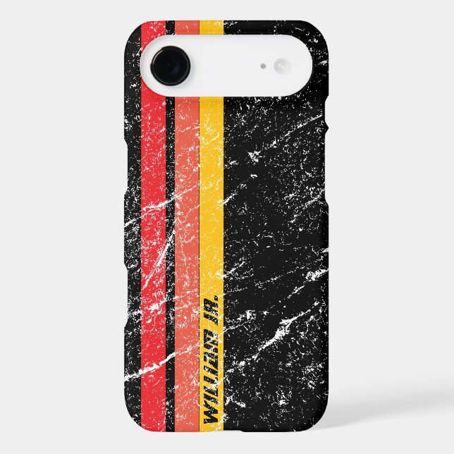 Modern Rustic Custom Name | Red Orange Yellow Line (Back)