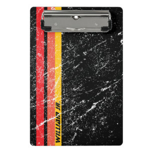 Modern Rustic Custom Name Red Orange Yellow Line Mini Clipboard