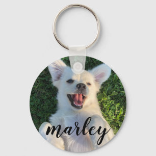 Modern Rustic Custom Pet Photo Key Ring