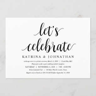 Modern Rustic Cute Black Script, Wedding Elopement Invitation