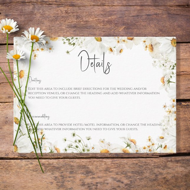 Modern Rustic Daisy Frame Wedding Details Enclosure Card (Creator Uploaded)