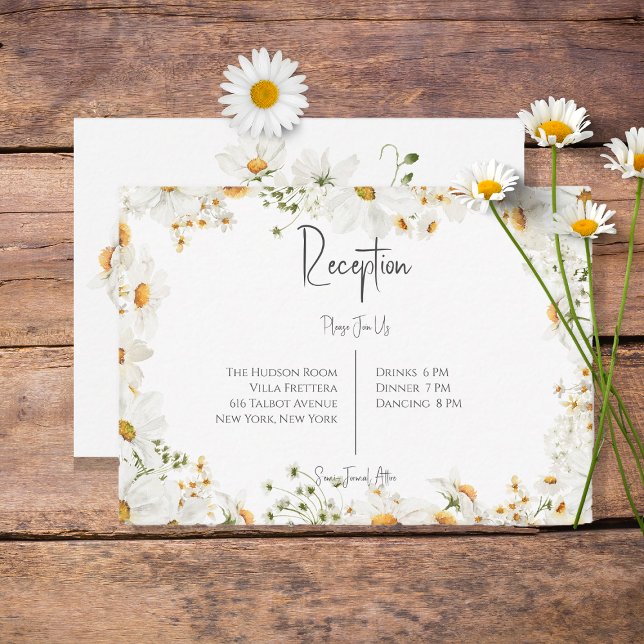 Modern Rustic Daisy Frame Wedding Reception Enclosure Card (Creator Uploaded)