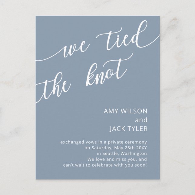 Modern Rustic Dusty Blue Wedding Announcement  Postcard (Front)