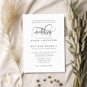 Modern Rustic Elegant Calligraphy Kraft Wedding Invitation