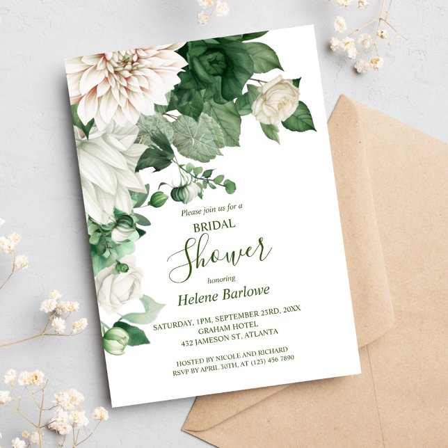 Modern Rustic Elegant Emerald Green Bridal Shower Invitation (Modern Rustic Elegant Emerald Green Bridal Shower Invitation)