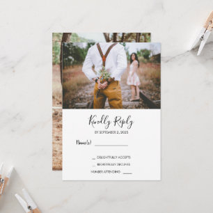 Modern rustic elegant photo RSVP wedding Invitation