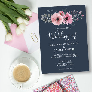 Modern rustic elegant watercolor flowers Wedding Invitation