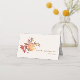 Modern Rustic Fall Boho Flower Wedding Place Card