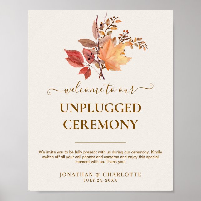 Modern Rustic Fall Boho Flower Wedding  Poster (Front)