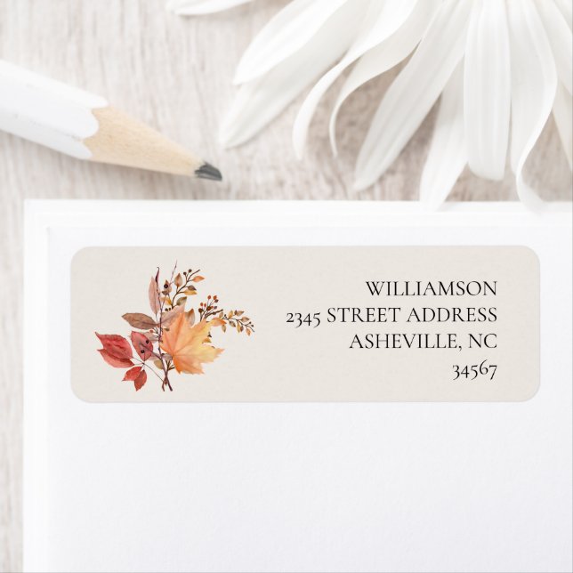 Modern Rustic Fall Boho Flower Wedding  Return Address Label (Insitu)
