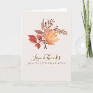 Modern Rustic Fall Boho Flower Wedding  Thank You Card