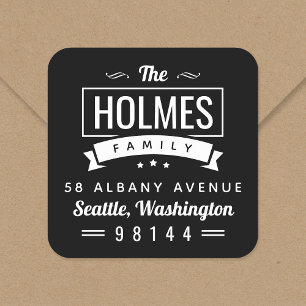 Modern Rustic Family Badge Return Address Label