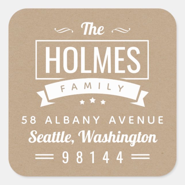 Modern Rustic Family Badge Return Address Label (Front)