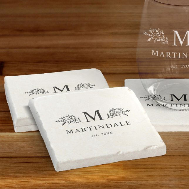 Modern Rustic Family Monogram Personalised Stone Coaster (Creator Uploaded)