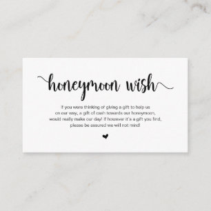 Modern Rustic Farm, Black Script, Honeymoon Wish Enclosure Card