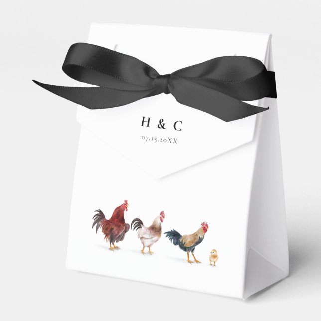 Modern Rustic Farm Chicken Wedding Favour Box (Front Side)