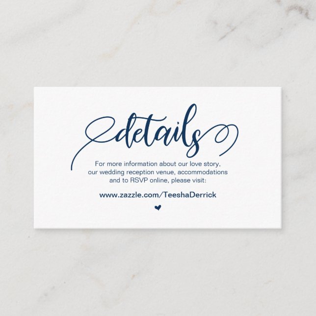 Modern Rustic Farm, Navy Blue,  Wedding Details Enclosure Card (Front)